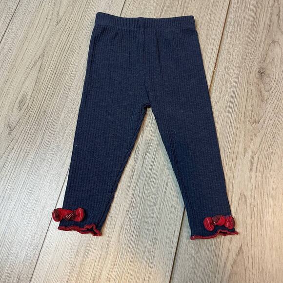 Mudpie Ribbed Leggings Bow on leg 6-9 months - Picture 1 of 3